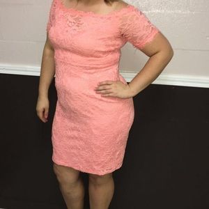Lace dress coral color